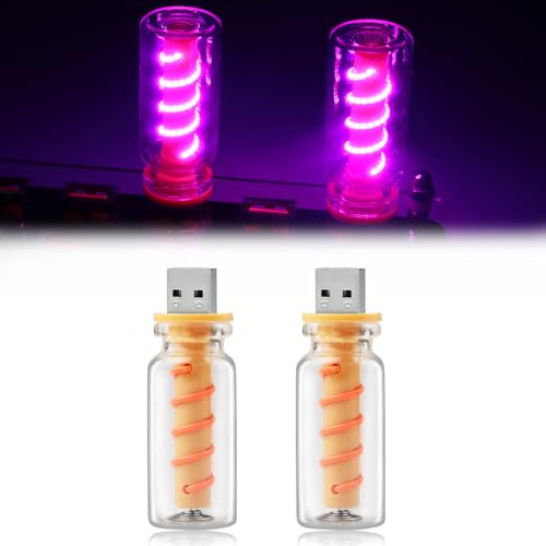 GSOWO 2 Stück Retro Autolampen, USB Led Innenbeleuchtung mit Touch und dimmbar, Spiralförmige Tragbare Mini Innenraumbeleuchtung Birne für Camping, Feiertagsdekoration, Partys, Schlafzimmer (Lila)
