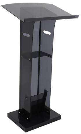 GramStudio Acryl-Podium Rednerpult Transparent, Stabiler Stehpult mit breiter Lesefläche & Ablagefach, Podium-Ständer für Kirche, Schule, Büro, Hochzeiten und Konferenzen