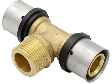 Pipetec Pressfitting T Stück 26x3 3/4 Zoll Aussengewinde TH Kontur Verbundrohr, DVGW, TH-Profil