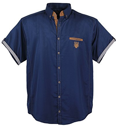 Lavecchia Übergrößen Herren Kurzarmhemd Freizeit Hemd 1128 (Navy, 5XL)