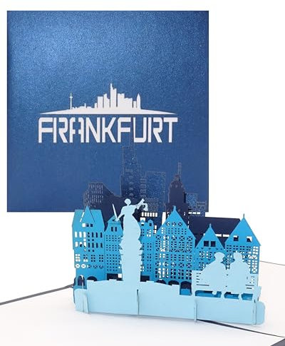 Pop Up Karte „Frankfurt am Main - Skyline mit Altstadt & Dom in 3D“ - Souvenir, Einladungskarte, Geburtstagskarte & Reisegutschein Frankfurt a.M.