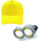 Smal Hat Goggle Eyes Brille und Gelber Hut Schwarze Handschuhe für Weihnachten Halloween Festliche Party Kostüm, Fancy Dress Kostüm