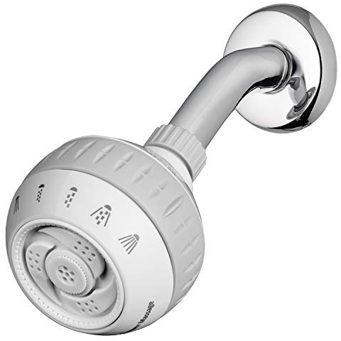 Waterpik Original Massage Shower Head with Massaging Sprays and 6 Modes, DIY Easy Installation, 1.8 GPM, White, SM-621E