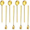CKANDAY 8er Pack Espressolöffel & Rührlöffel mit langem Griff,Edelstahl Gold Mini Teelöffel-Set für Kaffee Zucker Dessert Kuchen Eiscremesuppe Antipasti Cappuccino Vorspeise Mixing Milkshake Cocktail