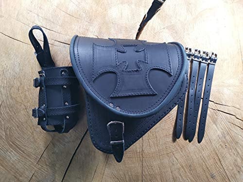 ORLETANOS MALTESER Black kompatibel mit Schwingentasche Satteltasche Harley Davidson Softail Heritage Starrahmen VN900 VN800 Tasche Motorradtasche
