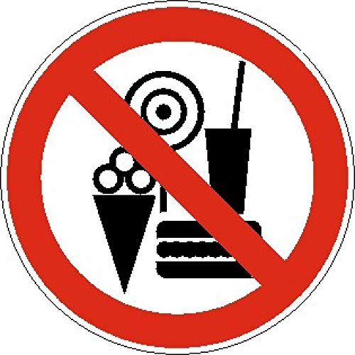 Aufkleber: Essen, Getränke und Eis verboten - Aufkleber 200 mm