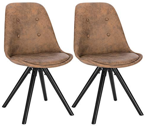 WOLTU Esszimmerstühle 2er Set, Küchenstuhl, Skandinavisch Design, schminktisch Stuhl, Loungesessel, Polsterstuhl, Retro Design Gepolsterter Stuhl, Sitzfläche aus Stoffbezug, Dunkelbraun, BH268dbr-2