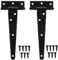 HQdeal 2 Piezas 150mm Bisagras en T Negro, Bisagras en T Galvanizadas para Puertas, Bisagras Resistentes para Puerta de Granero, Puerta de Cobertizo, Negro (6 pulgadas)