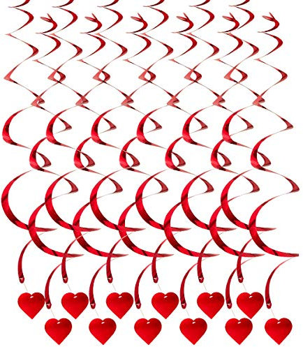 12PCS Herz hängenden wirbelt Dekorationen für Valentinstag Geburtstag Jubiläum Hochzeit Single Party Brautdusche Jahrestag rot Wirbel Ornamente…