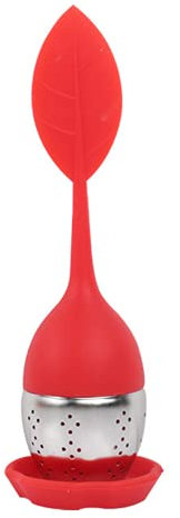 Ceylon Teabox Lose Leaf Tea Infuser with Rest Mat Stainless Steel Strainer Silicone Tea Infuser Reusable Tea Strainers for Loose Tea Cup Kitchen Tea Tool (Red)