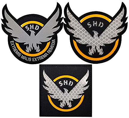IR Infrarot Reflective The Division SHD Patches, Tactical Emblem Military Moral Fastener Hook and Loop Backing Armband Sticker Geschenk Abzeichen Dekorative Applikationen (d)