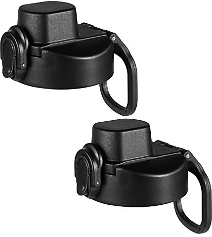 Vmini Push-Button Flip Lid, Compatible with Hydro Flask Wide Mouth Water Bottle, Wide and Rotating Handle, Easy to Carry - Leak-Proof, Compatible with Most Wide Mouth Water Bottles - Black - 2Pack