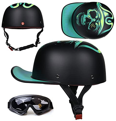 CHLXI Rétro Casque Moto Jet Homme Femme Casque Moto Ouvert Casque Demi-Coque ECE Homologué Casquette de Baseball Adulte Casque Bol(Color:C,Size:M=55-56CM)