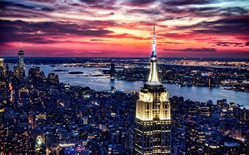 Haeran River New York Skyline Usa Vollbohrer DIY 5D Diamond Painting by Number Unique Kits Home Wall Decor Crystal