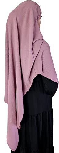 Yaqeen Khimar Hijab für Muslima – Jazz Stoff, weich & dehnbar – Dreieck Kopftuch, blickdicht, atmungsaktiv – Sofort tragbar ohne Nadeln – Gebetskopftuch, flieder
