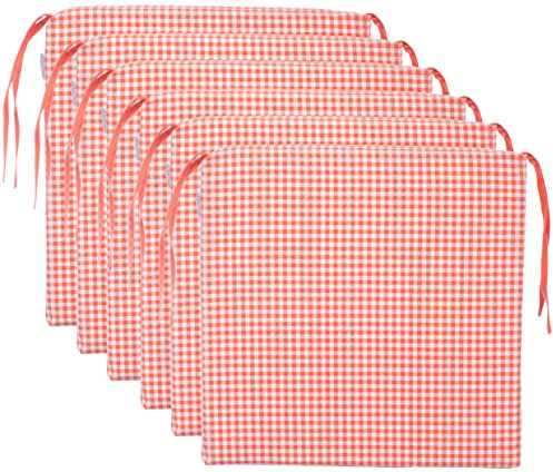 Brandsseller Sitzkissen Stuhlkissen kariert Kissen Sitzpolster - 40 x 40 cm (6er-Set, orange)