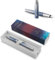 PARKER IM Premium Fountain Pen with Engraving, Premium Pen, Gift Box, Blue Ink, Personalised Gift, Name, Engraved, Fountain Pen, Birthday (S.E. Polar (Silver))