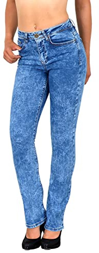 ESRA Bootcut Jeans Damen High Waist Jeans Damen Stretch Schlaghose bis Übergröße B700