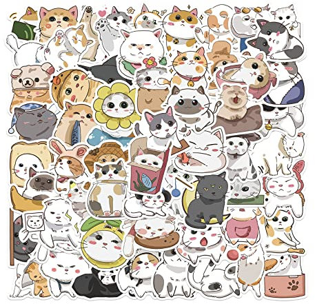 62 Stück japanische Katze tägliche Graffiti Aufkleber Wasserbecher Tagebuch Aufkleber Niedlich Cartoon Bild Trolley Fall Wasserdichte Aufkleber DIY Motorrad Skateboard Notebook Koffer Aufkleber