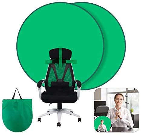 Greenscreen Hintergründe,GRABADO Runder Green Screen Stuhl 142cm,Portable Doppelseitig Faltbarer Greenscreen Rollo in einem,Für Fotografie,Videospiele und Live-Übertragungen(1 Stück)