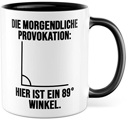 Tasse Mathematiker Geschenk, Die morgendliche Provokation: Hier ist ein 89 Grad Winkel Geschenkidee Kaffeetasse mit Spruch lustig Kaffee-Becher Mathematik Teetasse Flachwitz Ingenieur (Weiß/Schwarz)