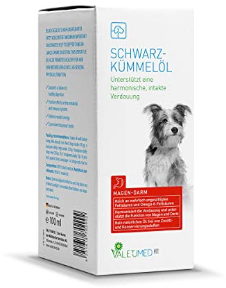 Valetumed Schwarzkümmelöl, 100ml, Hochwertiges Öl, das eine harmonische und intakte Verdauung bei Hunden unterstützt