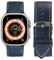 Eternel - Simple tour Bracelet iconique - Compatible toutes Apple Watch - 45/46mm - Fait main en France - Tannage végétal - Bleu Marine - Adaptateurs titane ultra