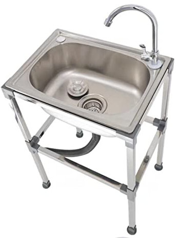 Fregaderos De Cocina, Acero Inoxidable 304, Fregadero Industriale In Acero Inoxidable, Con Residuos Cesta Colador, Apto Para Restaurante, LavanderíA, Bar, Casas De Alquiler (52x38x75cm)