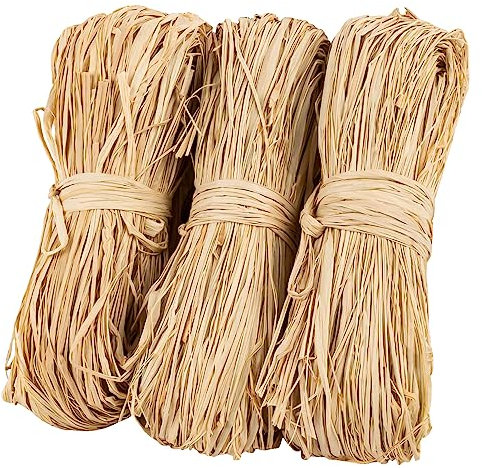 3 cintas de rafia natural de hierba de rafia, paja de rafia Sukh para ramos de floristería, decoración, manualidades, cinta para envolver regalos, cumpleaños, cinta de rafia,