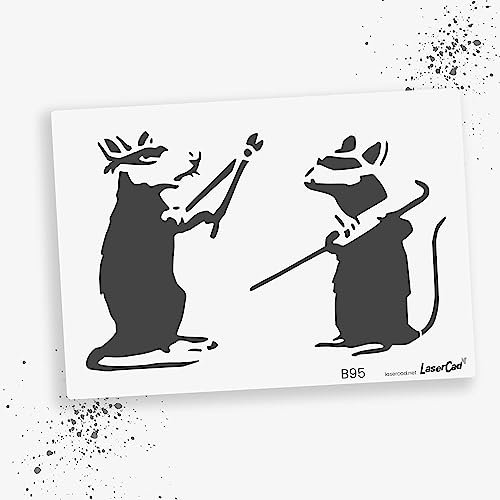 LaserCad Schablonen BANKSY Streetart (B095, Burglar Rats, DIN A5) Stencil für Graffiti, Airbrush, Kunst, Deko, zum Malen