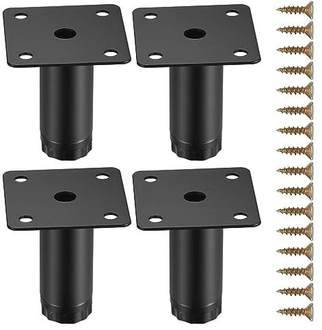 Fulushouxi 4 Pcs Furniture Legs, 2/5cm Adjustable Furniture Support Feet, Metal Sofa Replacement Support Feet Legs for Sofa Table Chair Desk Kitchen Cupboard Cabinets Legs Feet