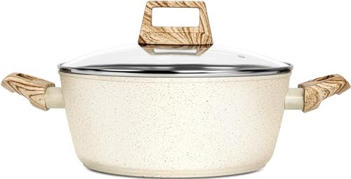 MICHELANGELO 24cm/4.3L Nonstick Stock Pot with Lid, White