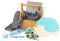 Kibbidea 23 piezas niños cocina y pastelería, juego de rollo, cocinero conjunto de cocina infantil, látigo, delantal, kit de cocina infantil 3 años, Azul