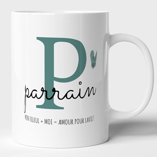 Lalasol Mug Cadeau Parrain Nom Personnalisé – Tasse Idée Cadeau Pour Parrain Prénom Personnalisable – Imprimé en France