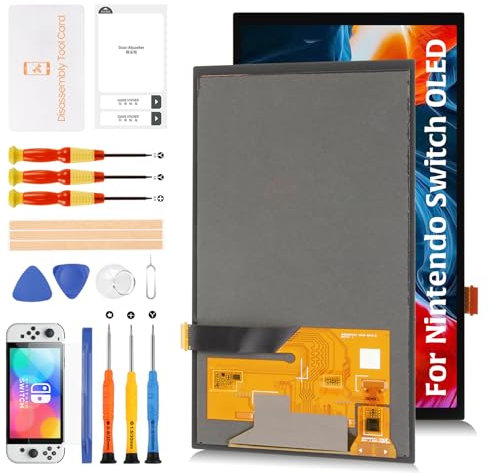 Olivechard Ersatz-LCD-Bildschirm für Nintendo Switch OLED 2021 mit Digitizer-Montageset (ohne Rahmen)