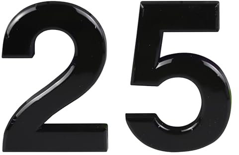 Black Door Numbers Stick On, 0-99, Letters A, B, C, D, 3'' House Numbers Self Adhesive Stickers, For Doors, Mail Boxes, Hotel Rooms (25)