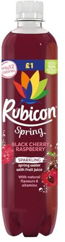 Rubiconn Spring Orange Mango, Black Cherry Raspberry & Pineapple Passion 500ml - Sparkling Spring Water with Fruit Juice | VIMIX (06 Bottles, Black Cherry Raspberry)