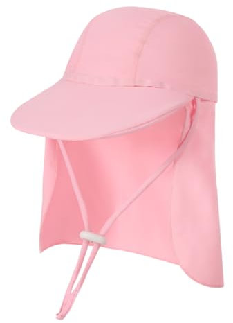 Kids Beach Sun Hat with Neck Flap UPF 50+ Summer Swim Cap with Adjustable Chin Legionnaires Hat Sun Protection Beach Hat Soft Neck Protection Sun Visor Baseball Cap for Travel Holiday Seaside