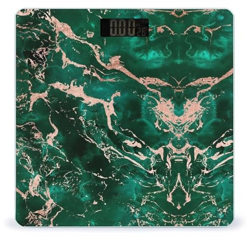 Green Emerald Rose Gold Marble Texure Fashion Digital Bathroom Weighing Scales for Body Weight LED Display Home Gym