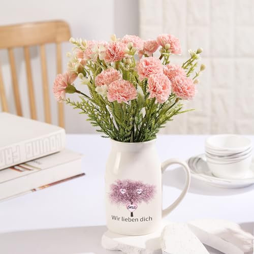 Wamantic Personalisierte Vase Muttertagsgeschenk für Mama - Benutzerdefinierte Foto/Namen/Text Keramik Vase Getrocknete Vase für Home Decor Personalisierte Geschenke für Oma(Vasen-1,2-Namen)