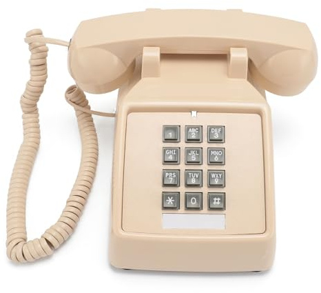 Retro-Festnetztelefon mit Wählscheibe, Vintage-Telefon 1960er-Jahre, Altmodisch mit mechanischem Klingelton für