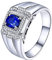 Bishilin Eheringe Herren Weißgold 750, Verlobung Ringe mit 0.71ct Oval Saphir Eheringe Hochzeit Ring Männer Nickelfrei Größe59 (18.8)