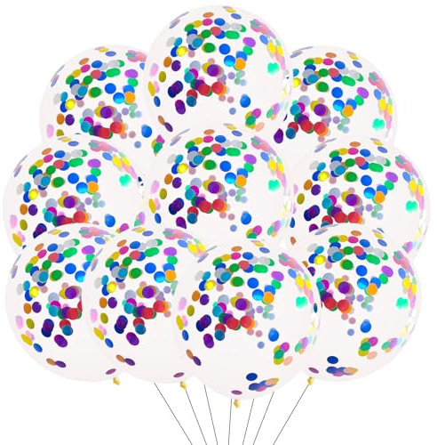 Konfetti Luftballons Bunt,10 Stück Bunte Luftballons Konfetti,Luftballons Geburtstag mit Konfettie Bunt,Konfetti Ballons Bunte für Geburtstag Hochzeit Babyparty Weihnachten Silvester Party Dekoration