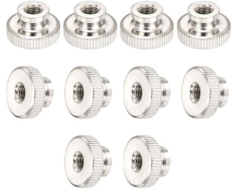 sourcing map Knurled Thumb Nut, 10Pcs M6x1mm Iron Round Knobs Fasteners for 3D Printer Parts, Silver Tone