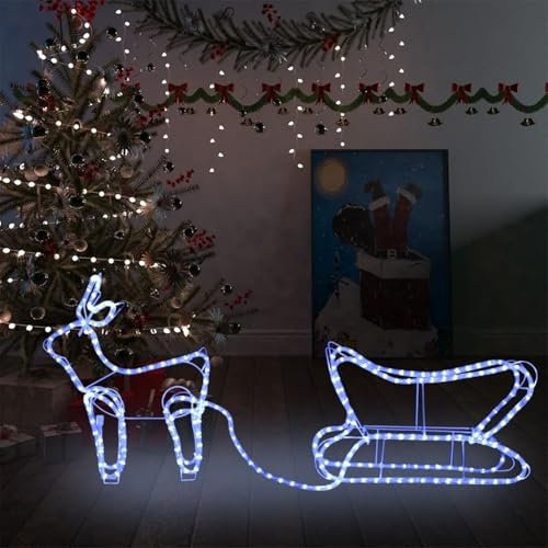 Somanki Weihnachtsdekoration Rentiere und Schlitten Outdoor 252, Rentier Weihnachtsdeko, Rentier Beleuchtet Aussen, Outdoor Weihnachtsdeko, Weihnachts Aussen Rentier,
