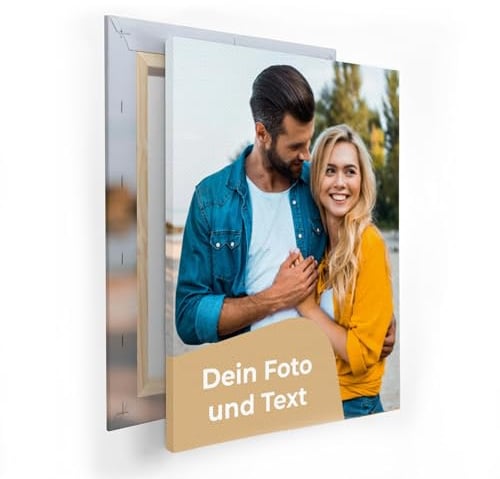 Cimpress Personalisiertes Leinwandbild mit Rahmen, 20 × 30 cm, Hochformat | Leinwand mit eigenem Foto und Text gestalten, hochwertige Wanddekoration für Zuhause oder Büro, personalisiertes Fotogeschenk