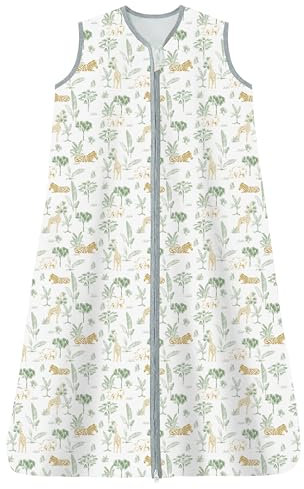 Chilsuessy Kinder Sommer Schlafsack 0.5 Tog Baby Sommerschlafsack aus 100% Baumwolle, Babyschlafsack Ärmellos Schlafanzug für Jungen und Mädchen, Tiere Wald, 110cm/Baby Höhe 100-120cm