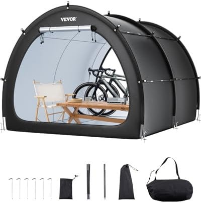 VEVOR Bike Storage Tent, 5+ Bikes, Outdoor Spacious Bike Storage Tent with Ventilated Window, Waterproof Fan-Shaped Bike Tent with High Strength Fiberglass & Dual Zippers, Fit for Bicycle