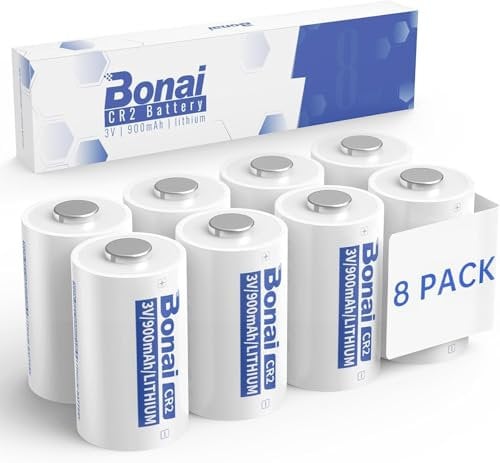 BONAI Batterie CR2 Al Litio 3V 900mAh Confezione da 8 Pezzi, Ad Alte Prestazioni Lunga Durata di Vita, per Fotocamere, Rilevatori di Fumo, Flash Fotografici e Molto Altro, Non Ricaricabili