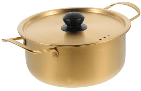 UTHCLO Olla Para Cocinar Ramen De Acero Inoxidable Con Tapa y Asas Dobles Olla Multifuncional Ligera Para Camping Picnic y Cocina Doméstica